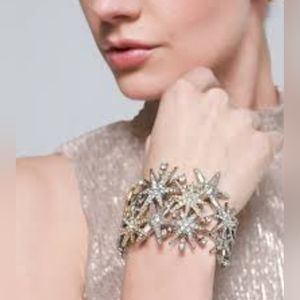 NWT White House Black Market Star silver and gold colored Cuff bracelet